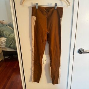 NYLORA Brown and Cream Striped High Waist Leggings